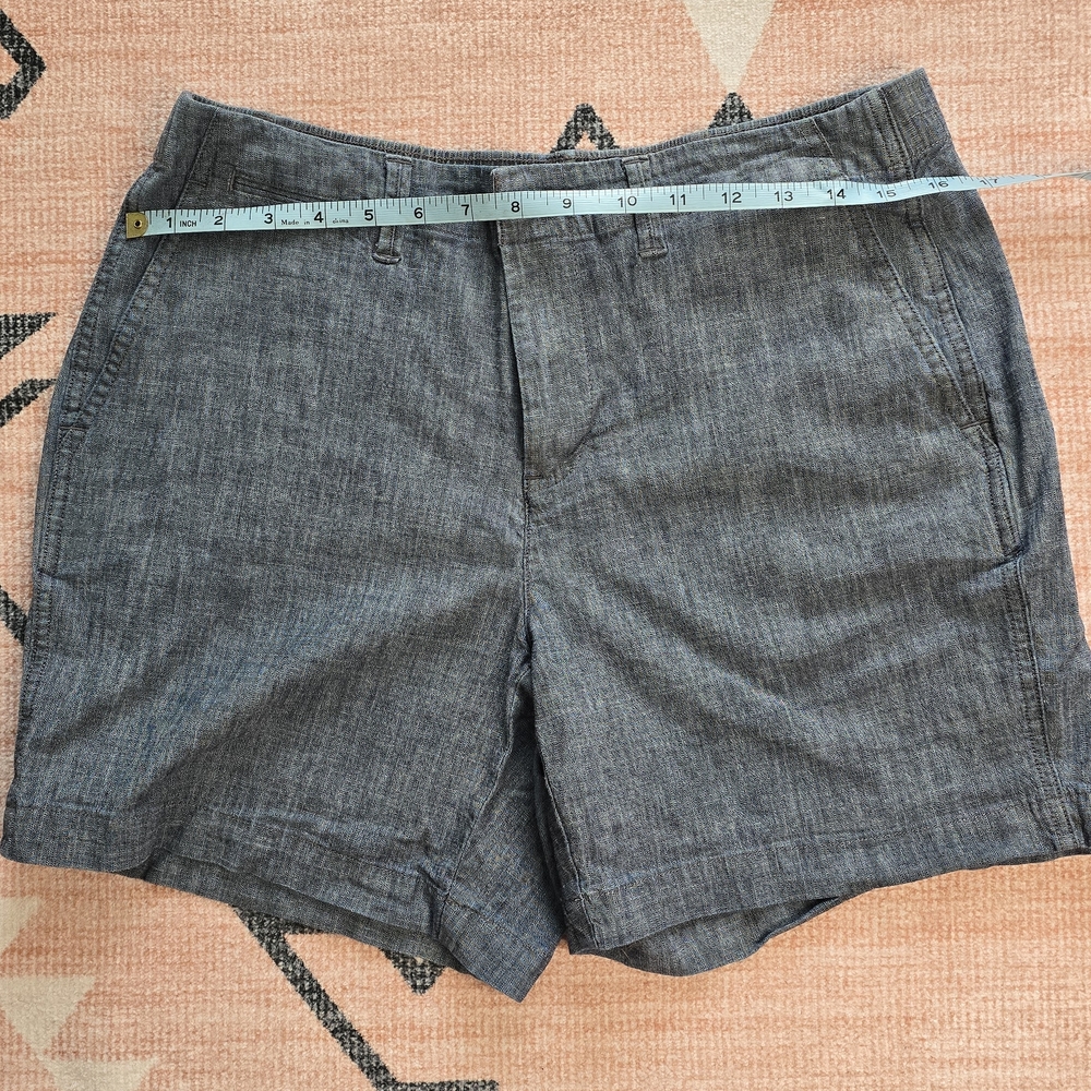 Lands' End Woman's Flat Front Chambray Shorts - Heather Blue